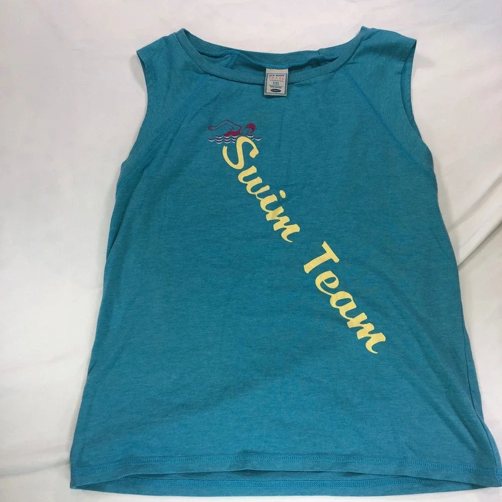 Old Navy Swim Team Graphic Sleeveless Muscle Tee Teal XXL Kids Girls